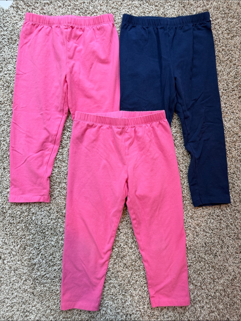 3 - Jumping Beans Girls’ Capri Length Leggings — 2 Pink & 1 Navy